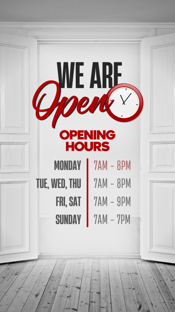 We Are Open with Opening Hours White Versatile Instagram Story